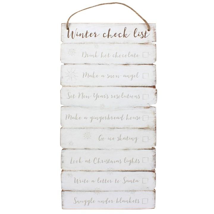 Wooden Wall Sign for Winter Checklist Decor - Mdf Christmas