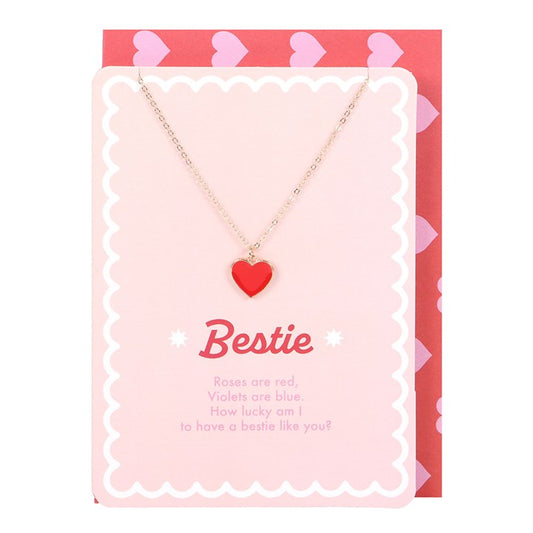 Bestie Enamel Heart Necklace with Greeting card