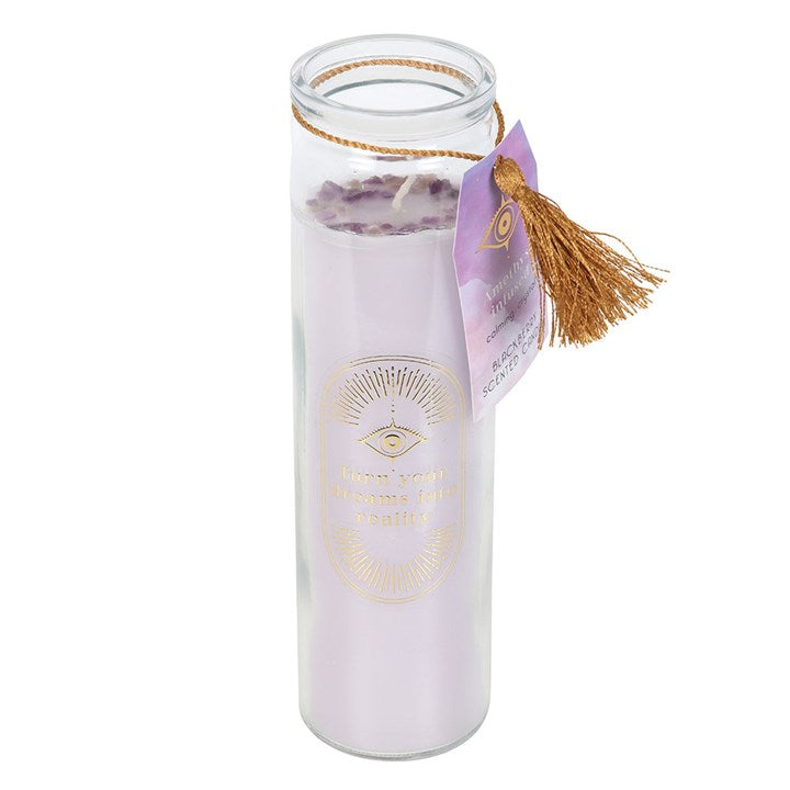 Blackberry Tube Candle with Amethyst Chips