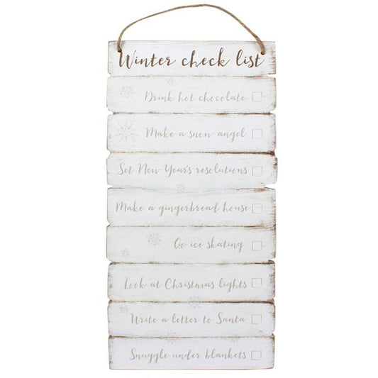 Wooden Wall Sign for Winter Checklist Decor - Mdf Christmas