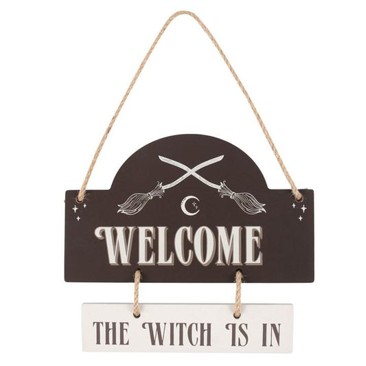 THE WITCH IS IN HANGING SIGN