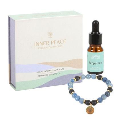 INNER PEACE BLUE LACE AGATE CRYSTAL ESSENTIAL OIL BRACELET