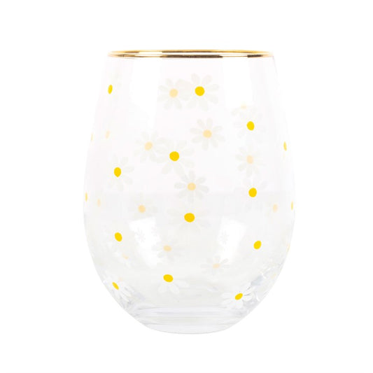 Daisy Print Stemless Wineglass