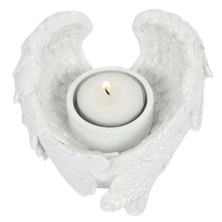 GLITTER ANGEL WING CANDLE HOLDER