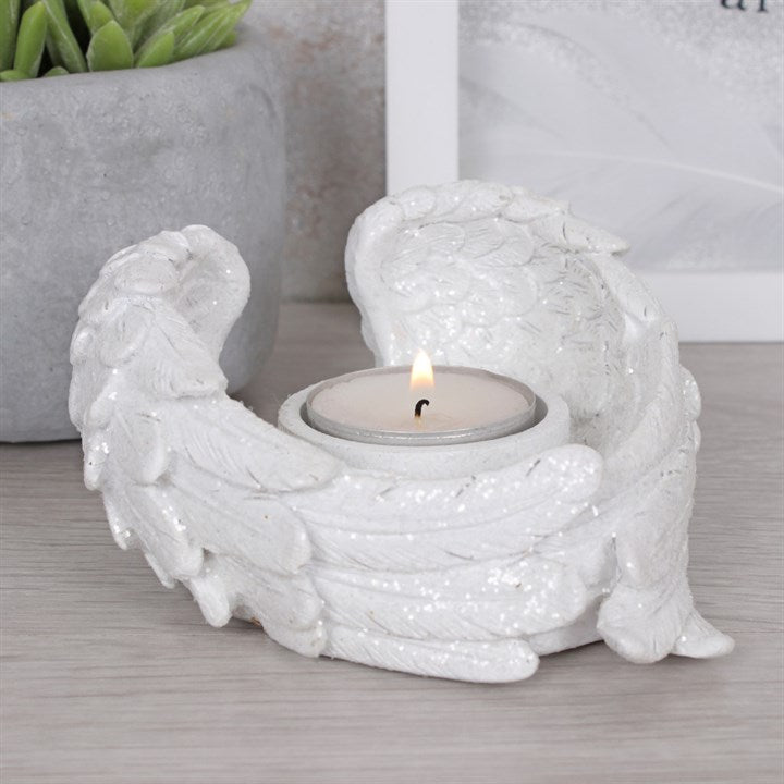 GLITTER ANGEL WING CANDLE HOLDER