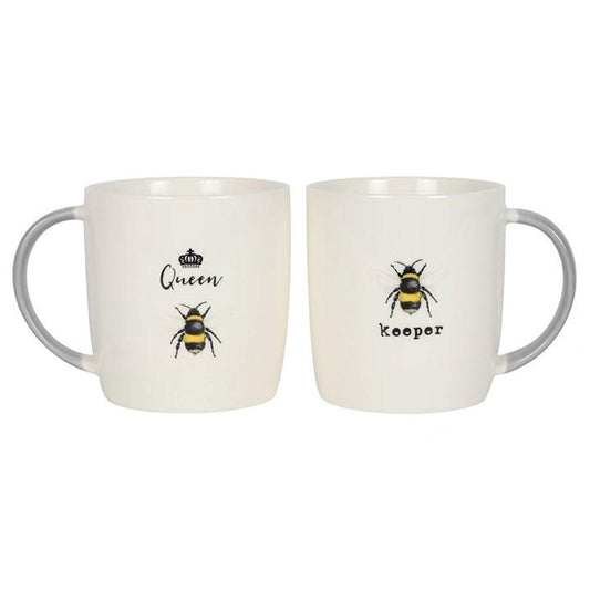 QUEEN BEE AND KEEPER COUPLES MUG SET, Tea, Coffee Drinkware Ceramic Washable Reuse Drink