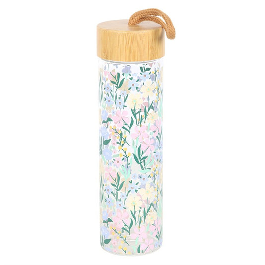 Floral print Glass Water Bottle