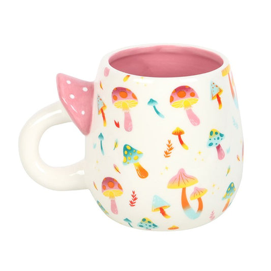 Funky Fungi Print Mug & Mushroom Handle