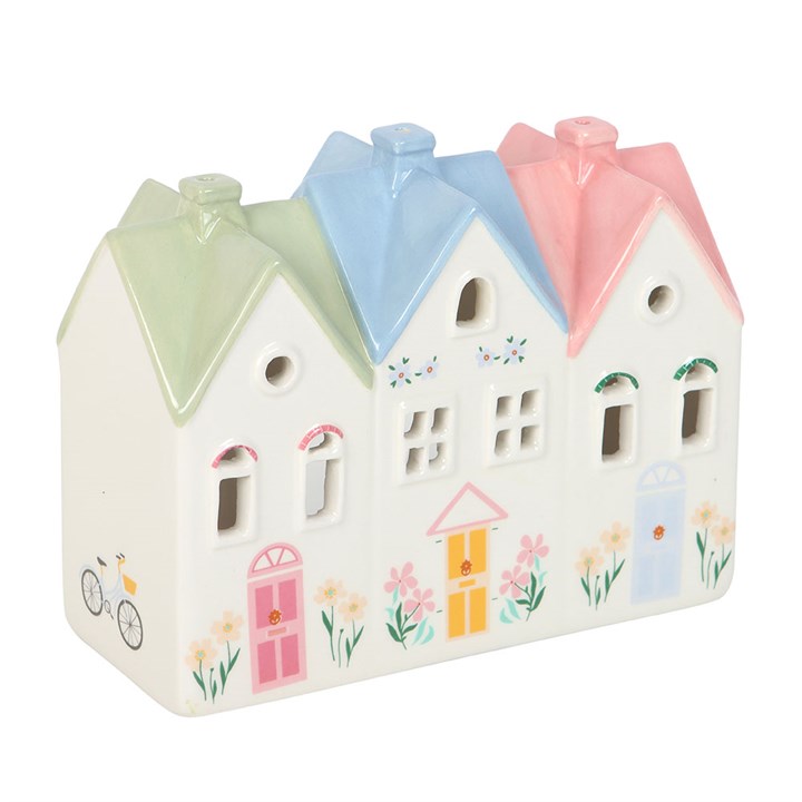 Pastel houses incense cone burner