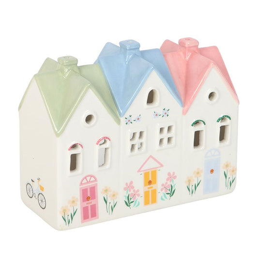 Pastel houses incense cone burner