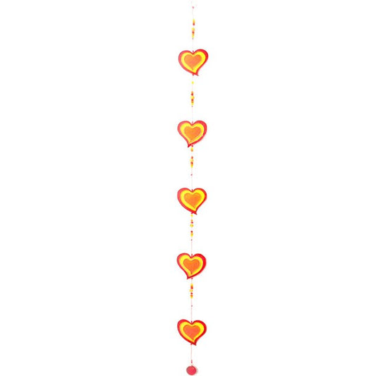 Red/Yellow String of hearts suncatcher