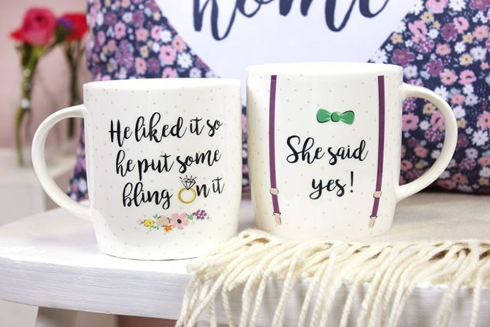 Set of 2 She Said Yes Mugs